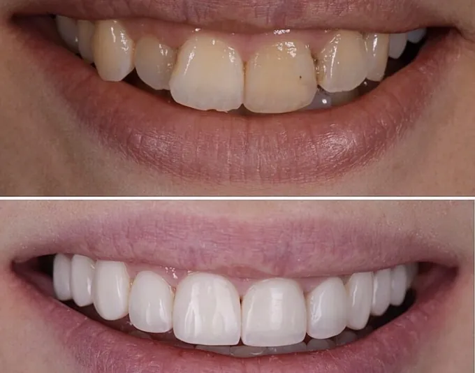 Smile before and after treatment by Dr. Fox
