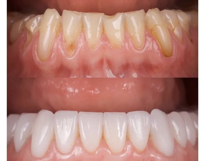 Smile before and after treatment by Dr. Fox
